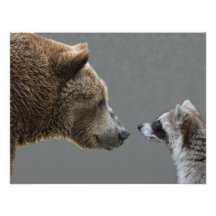 Grizzle Bear Meets Racoon Custom Invitation