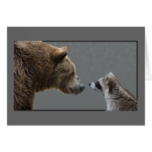 Grizzle Bear Meets Racoon Greeting Card