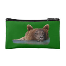 grizzly bear and emerald water cosmetics bags