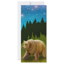 Grizzly Bear at Night Bookmark Rack Card Template