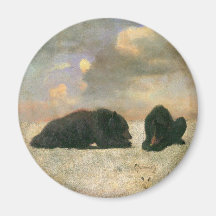 Grizzly Bears by Albert Bierstadt, Vintage Animals Refrigerator Magnet