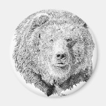Grizzy Bear Fridge Magnets