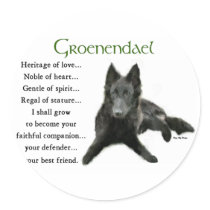 Groenendael Belgian Sheepdog Gifts Round Stickers