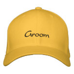 Groom baseball cap in lemon yellow embroidered hats