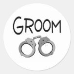 Groom Handcuffs Round Sticker
