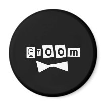 Groom White on Black Magnets