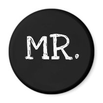 Groom White Text Mr. Magnets