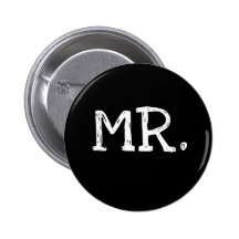 Groom White Text Mr. Pinback Button