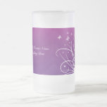 Grooms Wedding Glass - Purple Butterfly Swirl Coffee Mugs