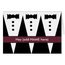 Groomsmen Invitation with Three Tuxedos Greeting Cards