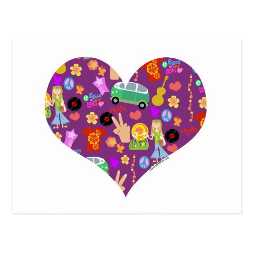 Groovy 60's Purple Love Postcard