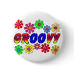 Groovy 70's Retro Flower Power Gifts Pinback Button