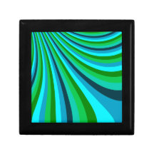 Groovy Blue Green Rainbow Slide Stripes Retro Keepsake Box