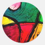 Groovy Bright Abstract Acrylic Art Round Sticker