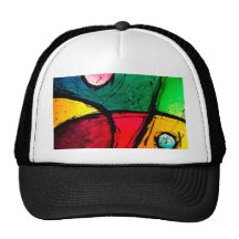 Groovy Bright Abstract Acrylic Art Trucker Hat