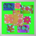 Groovy Bright Retro Flower's posters