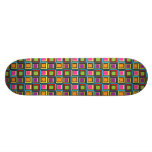 Groovy Colourful Retro Squares Skate Board Deck