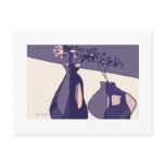 Groovy Flowers in Vases, Pinks Mauves, template postcards
