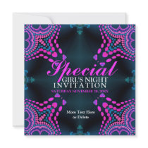 Groovy Girls Night Purple Hot Pink Party Invitatio Custom Invitation