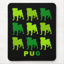 Groovy Green Pugs Mousepad