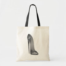 Groovy High Heel Stiletto Shoe Art Tote Bags