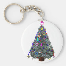 Groovy Hippie Christmas Tree Key Chain