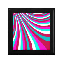 Groovy Hot Pink Teal Rainbow Slide Stripes Pattern Gift Box