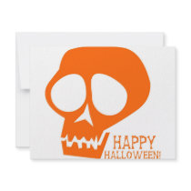 Groovy Orange Skull - Happy Halloween! Personalized Invite