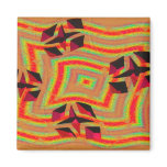 groovy orange star abstract magnets