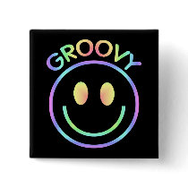 Groovy Pastel Smiley Retro Button Pin