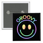 Groovy Pastel Smiley Retro Button Pin