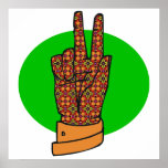 Groovy Peace Hand Symbol Vintage Poster 60s 70s posters