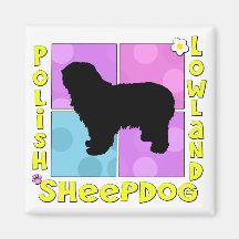 Groovy Polish Lowland Sheepdog Fridge Magnets