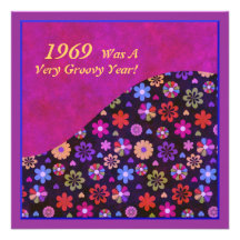 Groovy Retro PopArt Flower Power 60s 70s Birthday Invitation