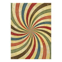 Groovy Retro Spiral Sunbeam Ray Swirl Design Personalised Invites