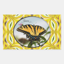 Groovy Yellow Butterfly Personalised Stickers