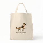 Grouchy Puppy Grocery Tote bags