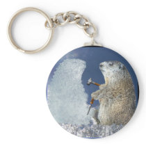 Groundhog Day Ice Sculpture Keychain