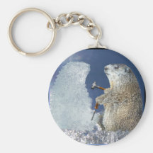 Groundhog Day Ice Sculpture Keychain