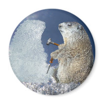 Groundhog Day Ice Sculpture Refrigerator Magnet