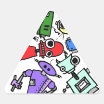 Group of robots 2 triangle sticker