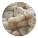 Group Of Tiny Black Ants Eating Pieces Of Cereal. stickers