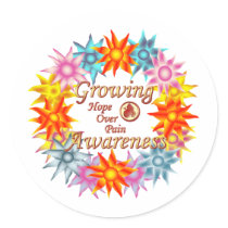 Growing Awareness Hope Over Pain Phoenix Flowers Round Stickers