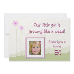 Growing Like A Weed Little Girl Birthday Card invitations