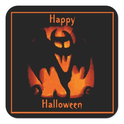 Gruesome Halloween Pumpkin Bat Silhouette Stickers by Truly Uniquely