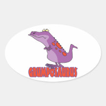 Grumposaurus Grumpy DInosaur Dino Oval Sticker