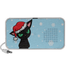 Grumpy Black Cat wearing Santa Hat Mp3 Speakers