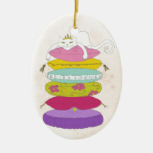 Grumpy princess cat and the pea cartoons ornament