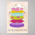 Grumpy princess cat and the pea colorful posters