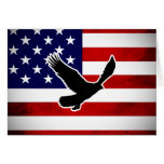 Grunge American Flag with Eagle Silhouette Cards